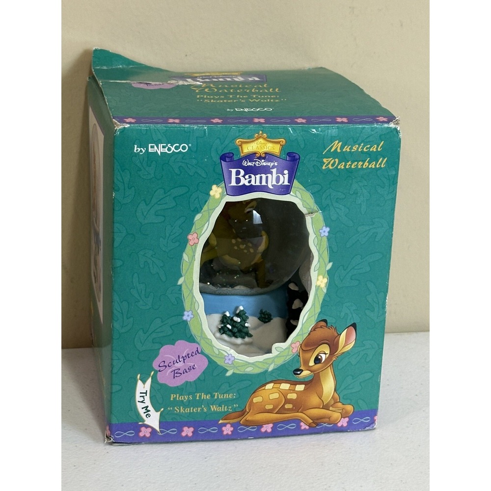 Enesco Bambi Musical Waterball New‎ In Damaged Box
